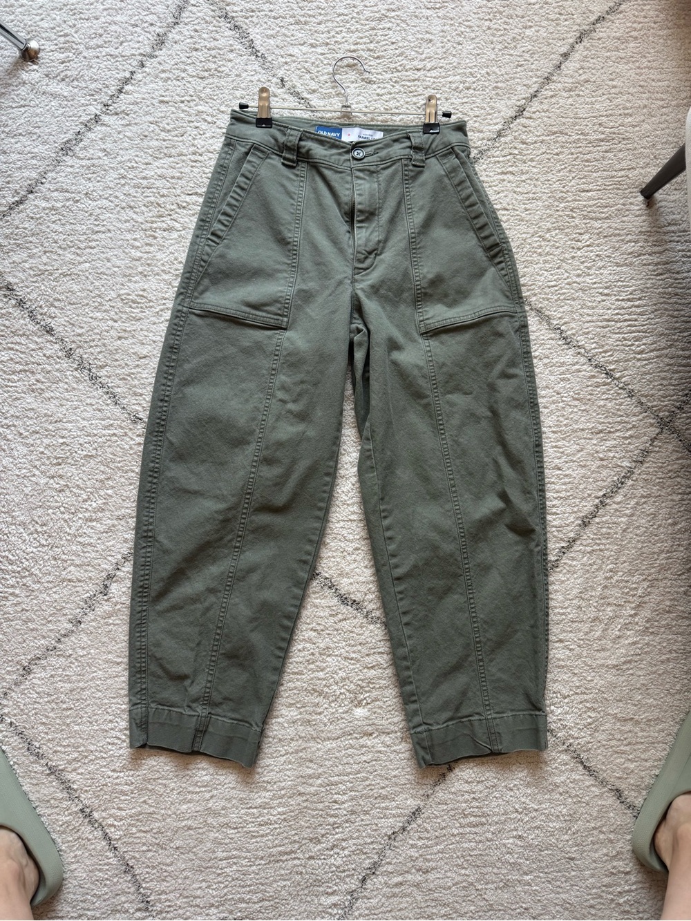 Women’s Green Utility Barrel Leg Pants - Picture 2 of 5